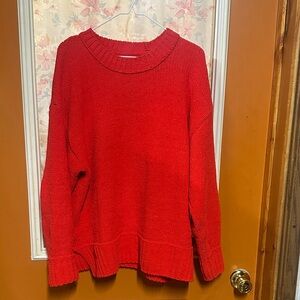 Aerie Vibrant Red Crew Neck Sweater